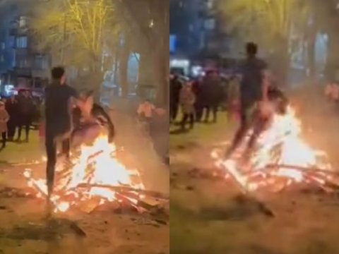 Çərşənbədə bədbəxt hadisə: Gənclər toqquşaraq tonqala düşdülər - VİDEO