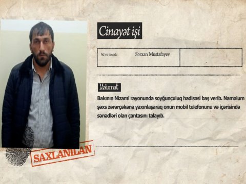Bakı sakininin telefon və çantasını talayan şəxs tutuldu