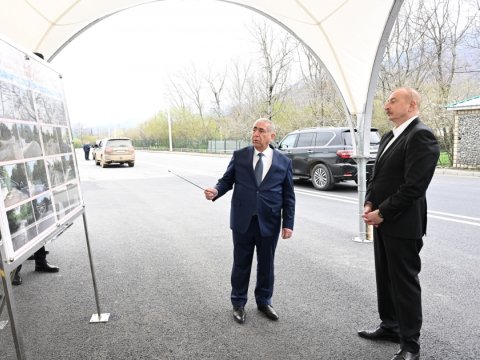 Prezident yeni avtomobil yolunun açılışında - FOTO