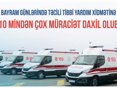 Bayram günlərində təcili tibbi yardıma 10 mindən çox müraciət daxil olub