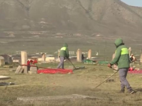 Xocalıda ermənilərin dağıtdığı qəbiristanlıq bərpa edilir -  VİDEO