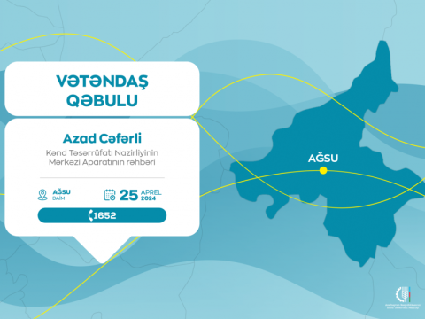 Azad Cəfərli Ağsuda vətəndaşların müraciətlərini dinləyəcək