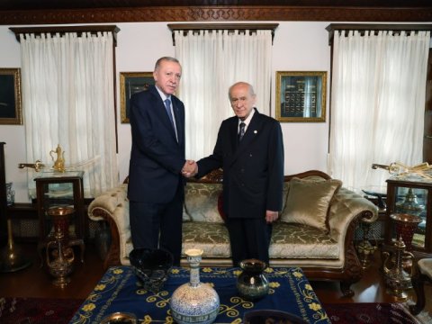 Ərdoğan Bahçelinin evinə getdi - FOTOLAR