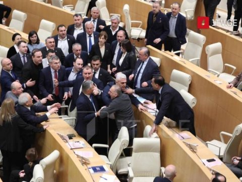 Gürcüstan parlamentində əlbəyaxa dava - VİDEO