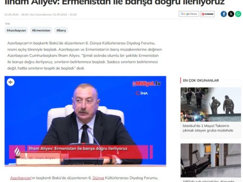 İlham Əliyevin çıxışı Türkiyə mətbuatında