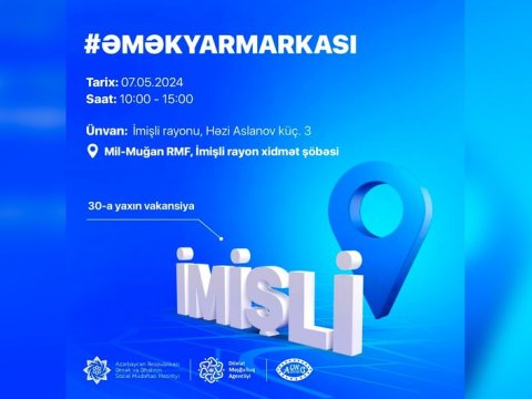 İmişlidə əmək yarmarkası KEÇİRİLƏCƏK