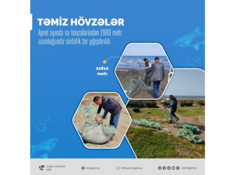 Apreldə 21 min 810 metr uzunluğunda sintetik tor yığışdırılıb