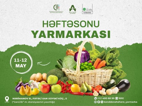 “Kənddən Şəhərə” həftəsonu yarmarkası təşkil ediləcək