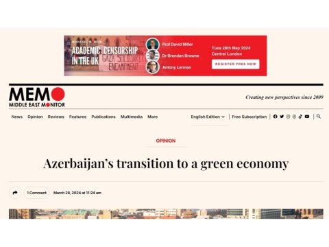 “Middle East Monitor” jurnalı Azərbaycandan yazdı