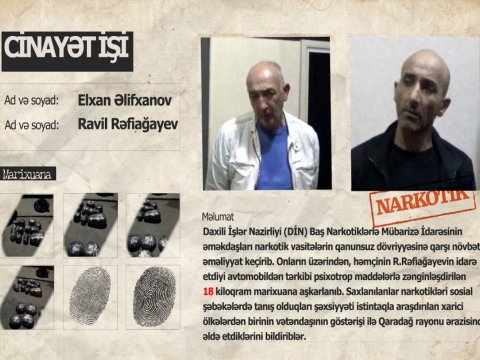 Bakıda narkokuryerlərdən 18 kq marixuana aşkarlandı