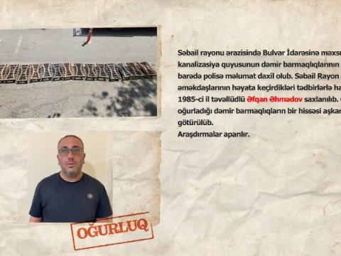 Kanalizasiya quyularının dəmir barmaqlıqlarını oğurlayan şəxs saxlanıldı - VİDEO