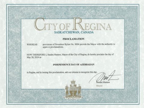Recayna şəhərinin meri Müstəqillik günü ilə bağlı bəyannamə İMZALADI