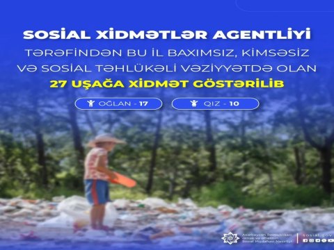 Bu il 27 kimsəsiz uşağa xidmət göstərilib