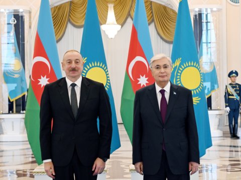 İlham Əliyev Kasım-Jomart Tokayevlə görüşüb
