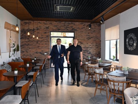 Prezident Xankəndidə “Palace” hotelinin açılışında - YENİLƏNİB