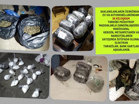 Ölkəyə 36 kiloqram narkotik gətirən 4 kuryer saxlanıldı - FOTOLAR