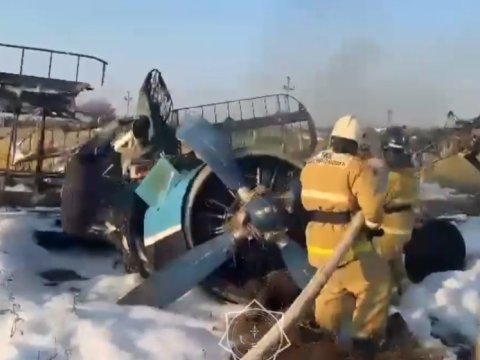 Qazaxıstanda təyyarə qəzası - VİDEO