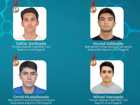 Azərbaycanlı məktəblilər Beynəlxalq Kimya Olimpiadasında 4 medal qazandılar