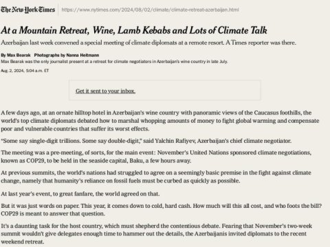 &ldquo;New York Times&rdquo; COP29-dan yazdı