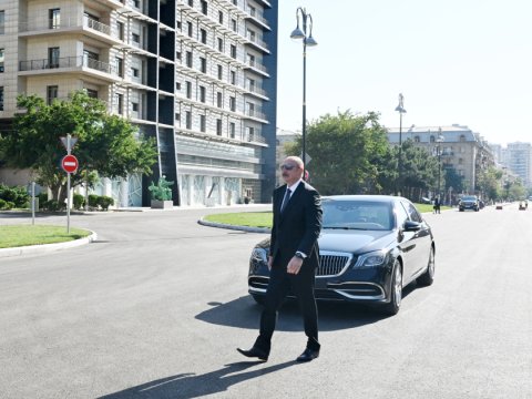 Prezident yeni avtomobil yolunun açılışında - FOTOLAR