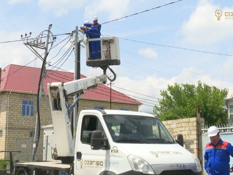 Tovuzun elektrik şəbəkəsi yenidən qurulur - VİDEO