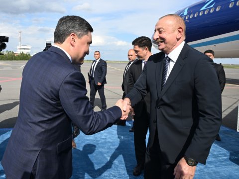 İlham Əliyev Qazaxıstandadır - FOTO