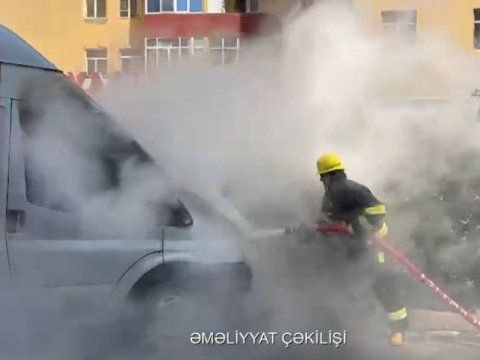 Yasamalda yük avtomobili yandı - VİDEO