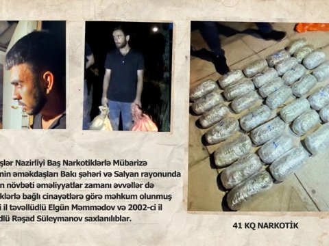 Polis əməliyyat keçirdi -&nbsp;41 kiloqram...