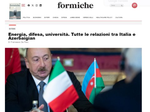 İtaliya qəzeti Azərbaycana strateji əlaqələrdən yazdı