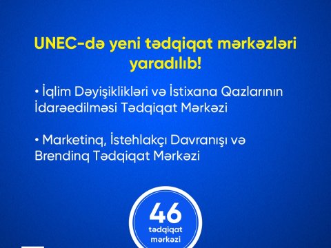 UNEC-də yeni tədqiqat mərkəzləri yaradıldı
