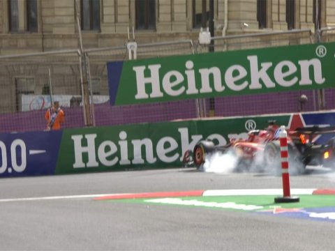 "Ferrari" pilotu Bakıda qəza törətdi