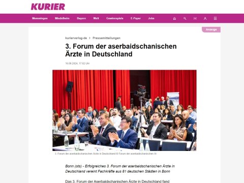 Almaniyada Yaşayan Azərbaycanlı Həkimlərin III Forumu yerli mətbuatda