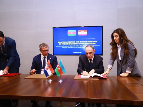 Kamran Əliyev xorvatiyalı həmkarı ilə Anlaşma Memorandumu imzaladı&nbsp;- FOTO
