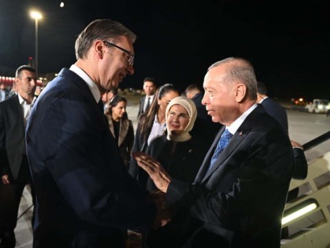 Ərdoğanı Serbiyada Prezident özü qarşıladı - FOTO