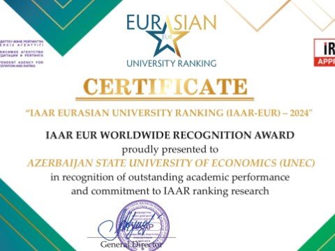 UNEC &ldquo;Mükəmməl akademik performans&rdquo; mükafatına&nbsp;layiq görüldü