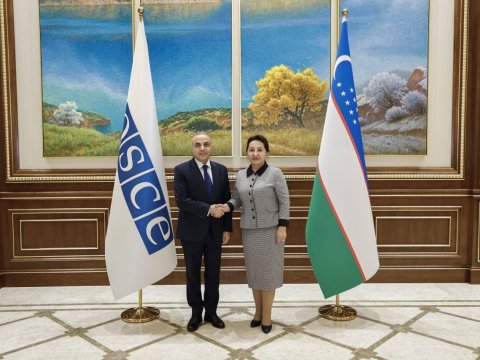 Azay Quliyev Özbəkistanın spikeri ilə görüşdü - FOTO