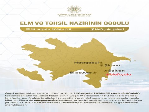 Emin Əmrullayev Neftçalada vətəndaşları qəbul edəcək