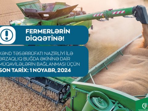 Nazirlik buğda istehsalçılarına müraciət etdi