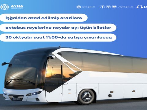 Qarabağa noyabr ayı üçün avtobus biletləri satışa çıxarılır