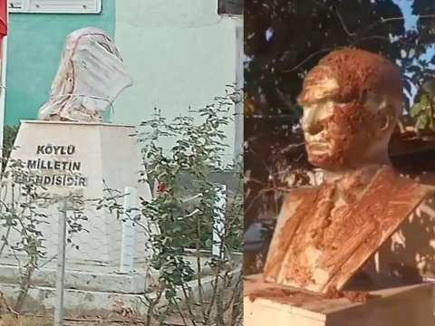 Atatürkün büstünə qarşı iyrənc HƏRƏKƏT