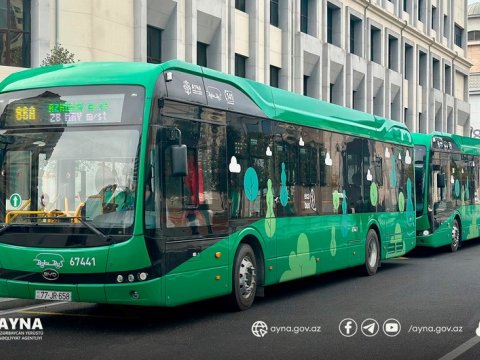 Elektrobuslar marşrut xətlərinə buraxıldı - FOTO