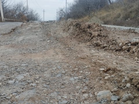 Şamaxıda yol çökdü - Hadisə yerindən FOTOLAR