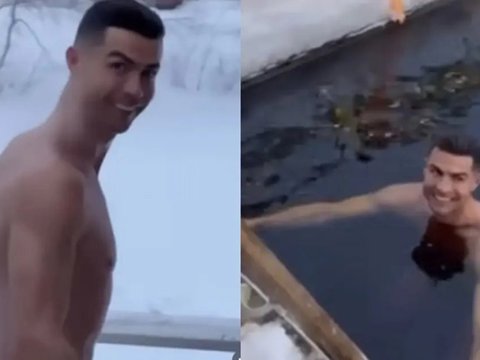 Ronaldo qarlı havada buzlu suya girdi - VİDEO