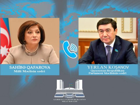 Qazaxıstan Parlamentinin sədri Sahibə Qafarovaya zəng etdi