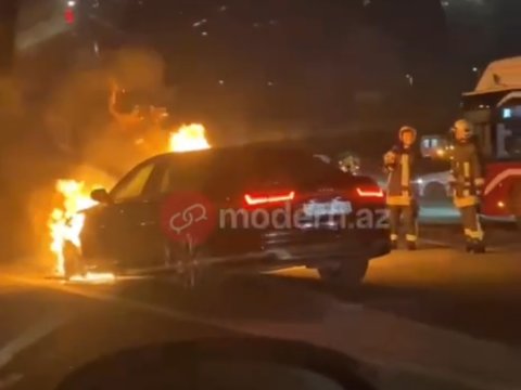 Aeroport yolunda avtomobil YANIR - VİDEO
