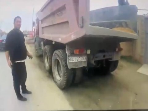 "Kamaz" sürücüsü özünə xəsarət yetirib polisə şər atdı - ANBAAN VİDEO