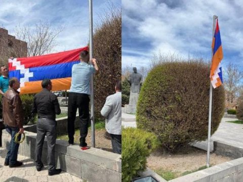 Eçmiədzindəki qondarma &ldquo;Artsax bayrağı&rdquo; SÖKÜLDÜ