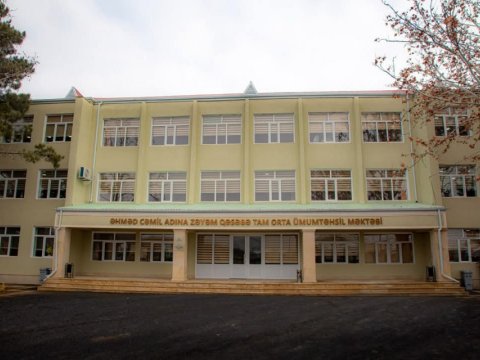 Şəmkirdə tam orta məktəb&nbsp;təmirdən sonra istifadəyə verildi - FOTO