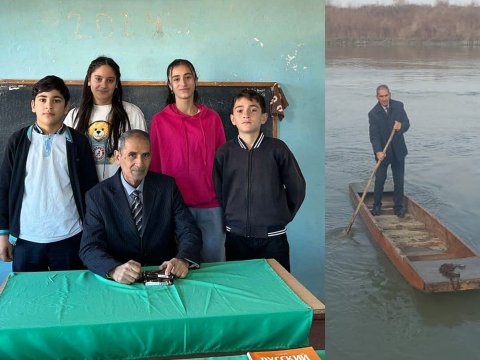 32 ildir dərsə qayıqla gedən MÜƏLLİM - FOTOLAR