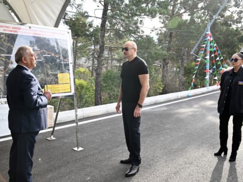 Prezident və xanımı&nbsp;Ağdərəyə gedən yolun AÇILIŞINDA